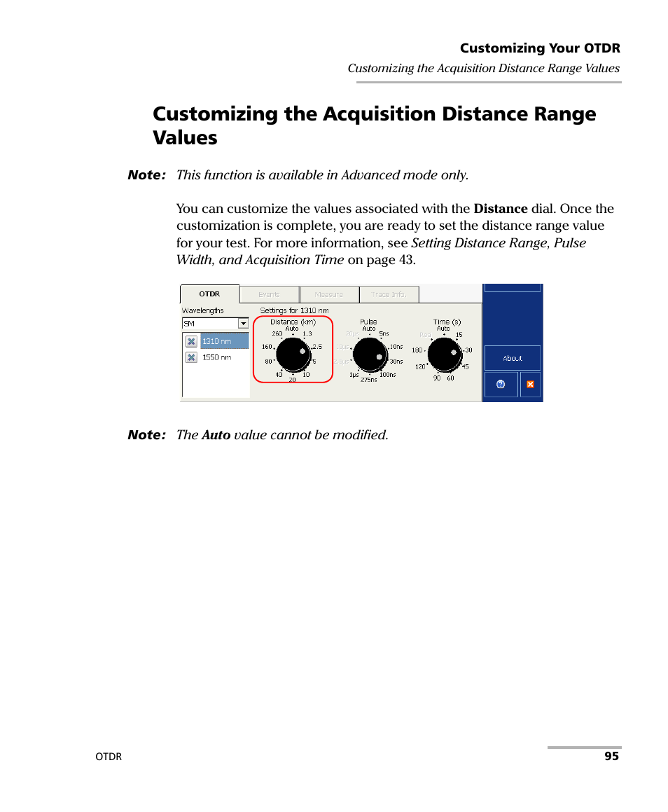 Customizing the acquisition distance range values | EXFO FTB-700 for FTB-1 User Manual | Page 103 / 329