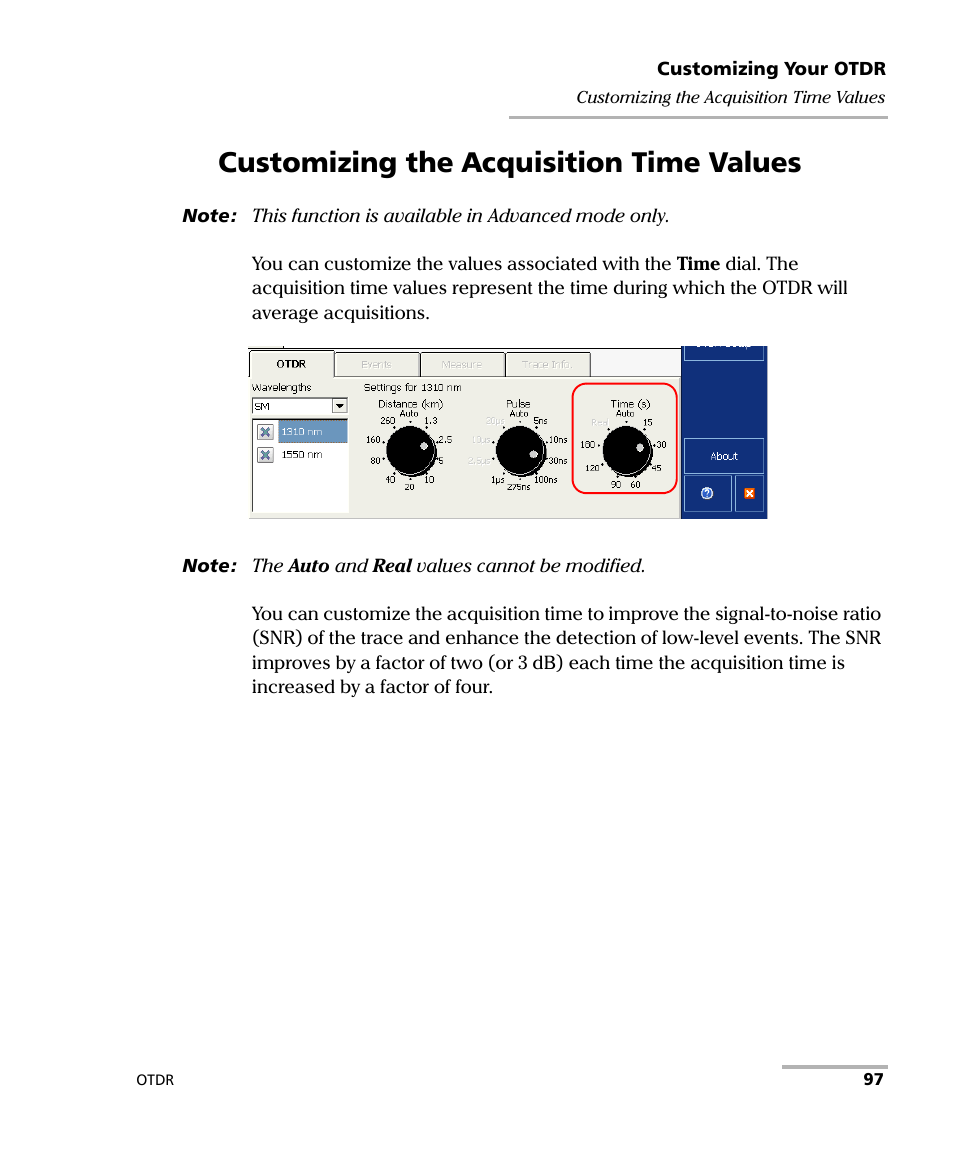 Customizing the acquisition time values | EXFO FTB-700 for FTB-1 User Manual | Page 105 / 329