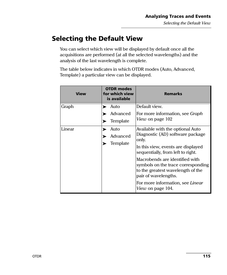 Selecting the default view | EXFO FTB-700 for FTB-1 User Manual | Page 123 / 329