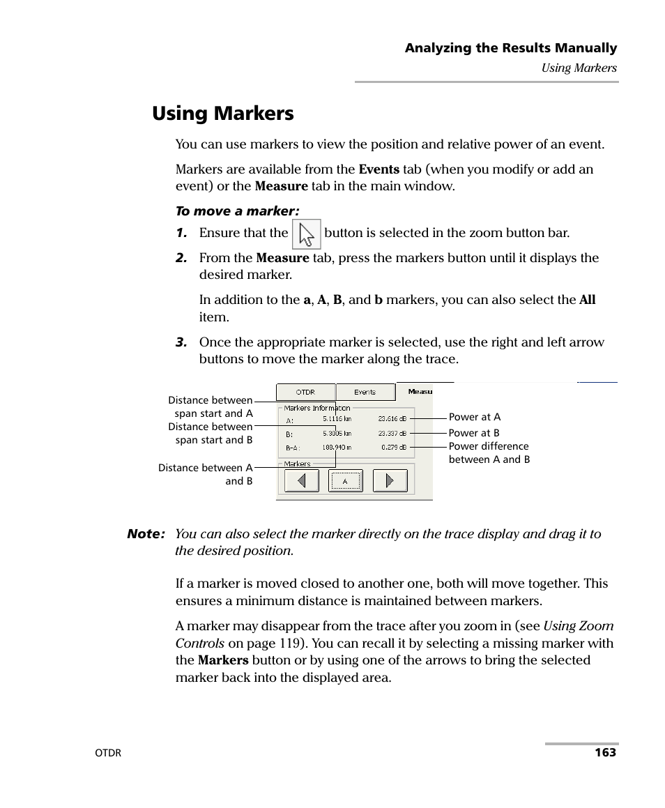 Using markers | EXFO FTB-700 for FTB-1 User Manual | Page 171 / 329
