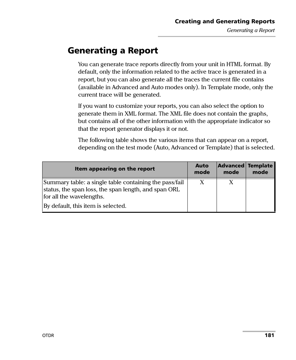 Generating a report | EXFO FTB-700 for FTB-1 User Manual | Page 189 / 329