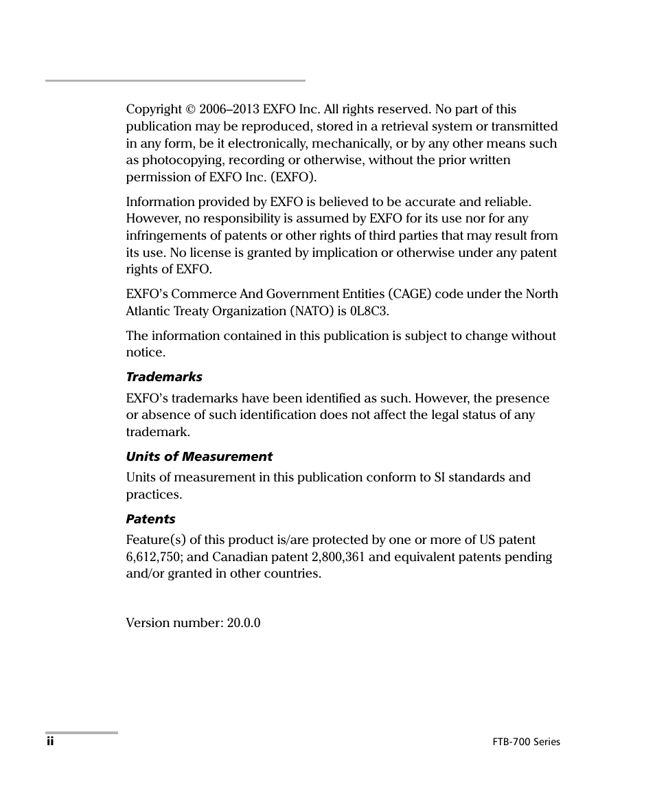EXFO FTB-700 for FTB-1 User Manual | Page 2 / 329