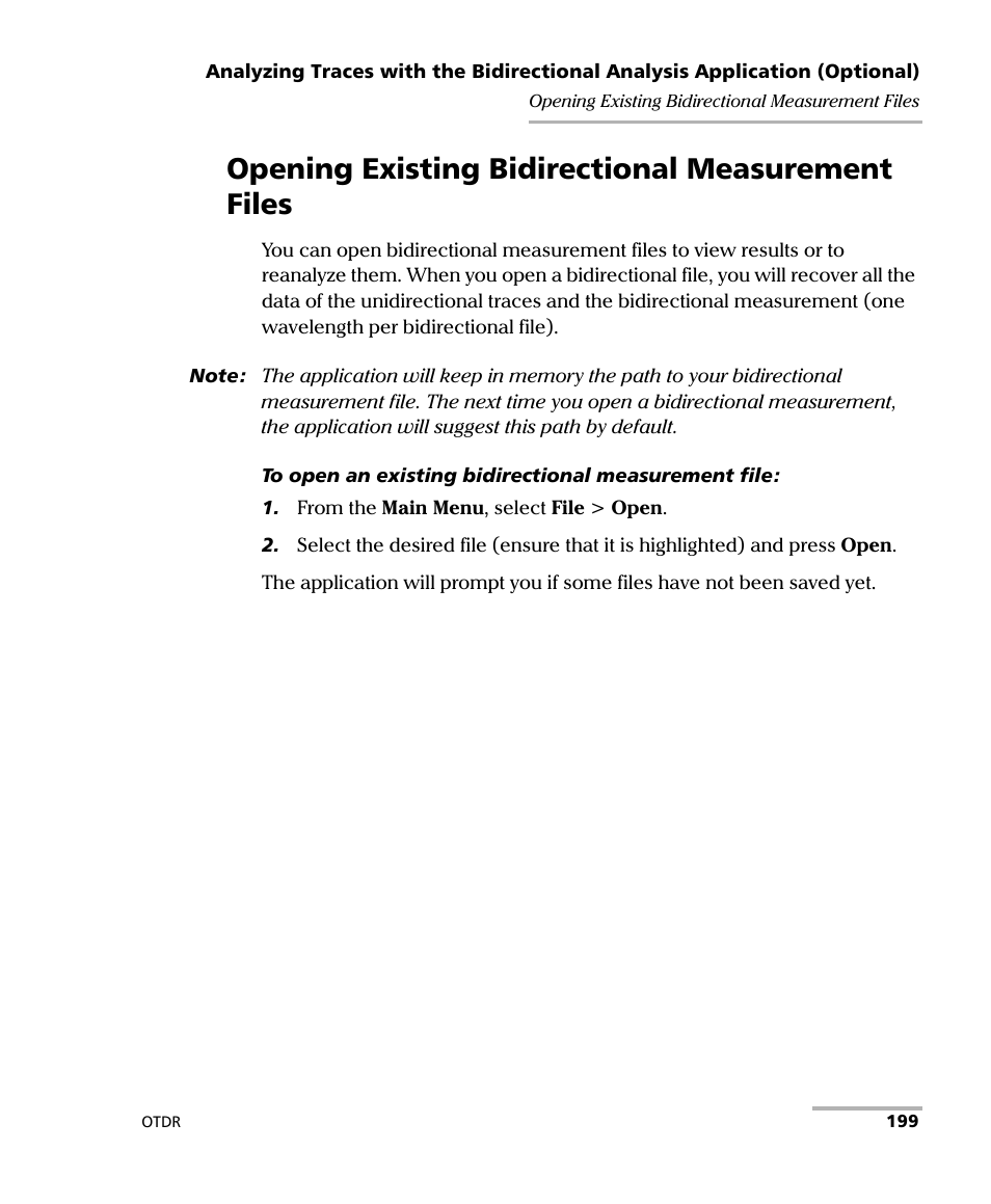 Opening existing bidirectional measurement files | EXFO FTB-700 for FTB-1 User Manual | Page 207 / 329