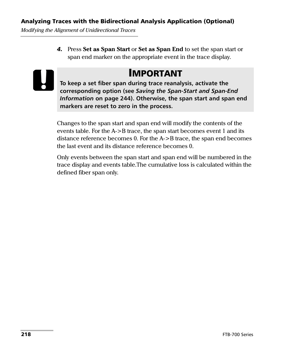 Mportant | EXFO FTB-700 for FTB-1 User Manual | Page 226 / 329