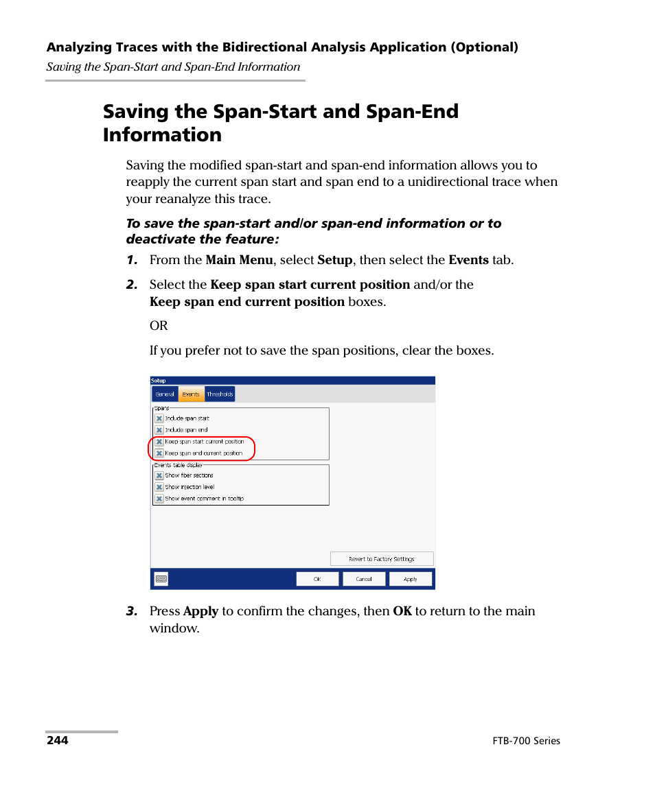 Saving the span-start and span-end information | EXFO FTB-700 for FTB-1 User Manual | Page 252 / 329