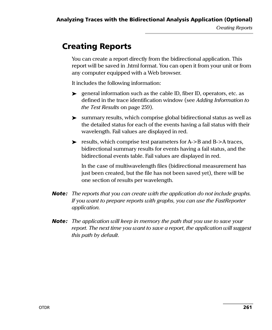 Creating reports | EXFO FTB-700 for FTB-1 User Manual | Page 269 / 329