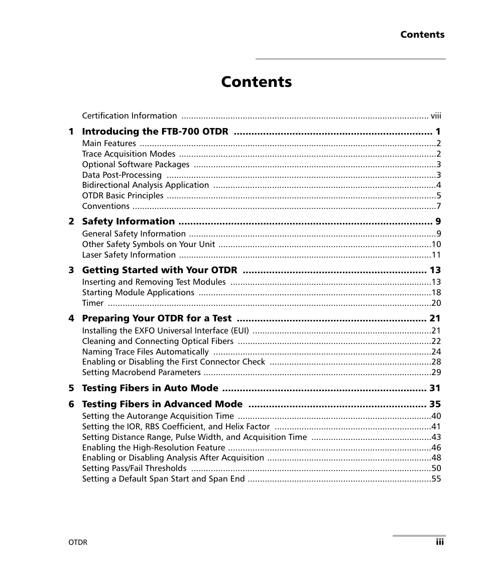 EXFO FTB-700 for FTB-1 User Manual | Page 3 / 329