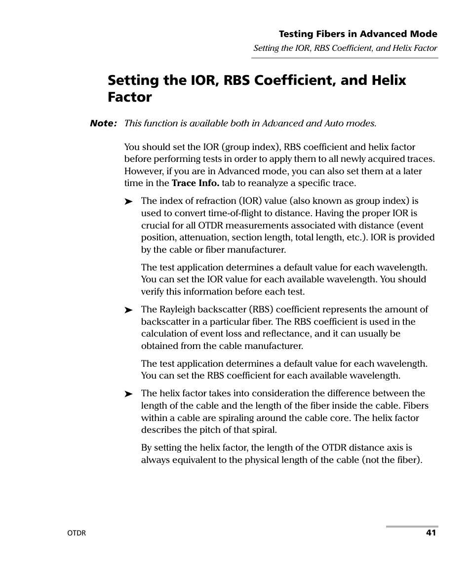 Setting the ior, rbs coefficient, and helix factor | EXFO FTB-700 for FTB-1 User Manual | Page 49 / 329