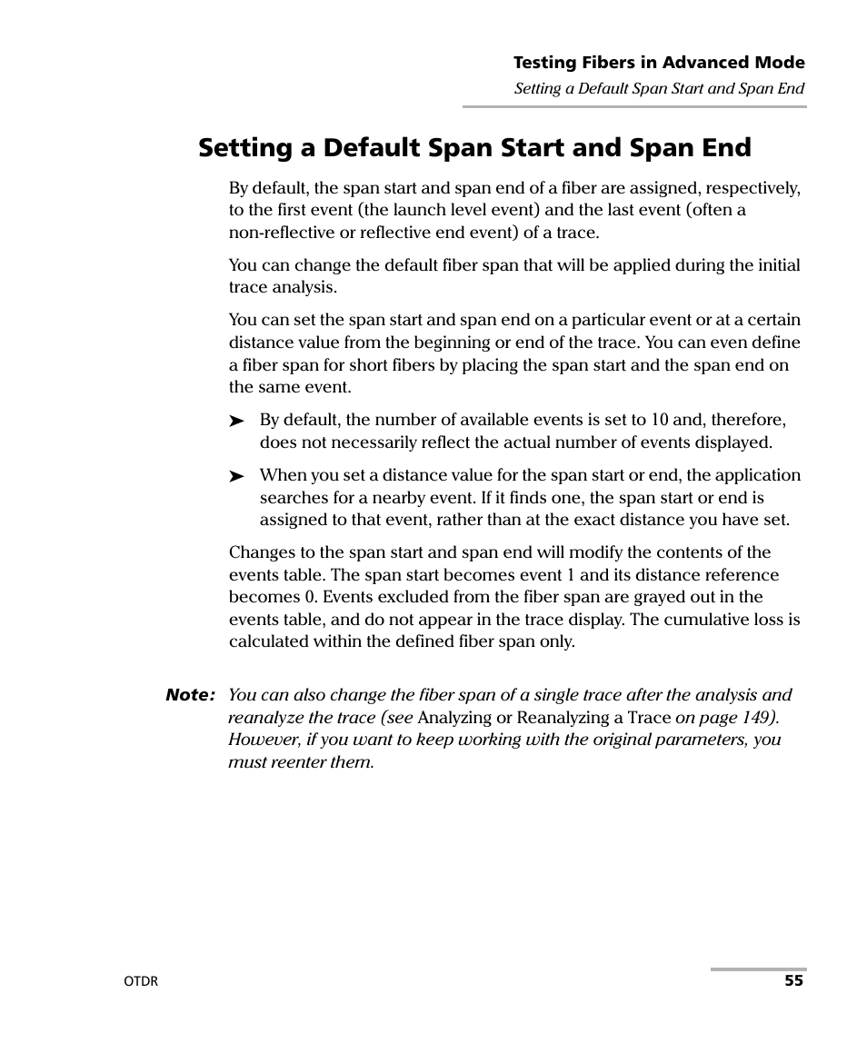 Setting a default span start and span end | EXFO FTB-700 for FTB-1 User Manual | Page 63 / 329