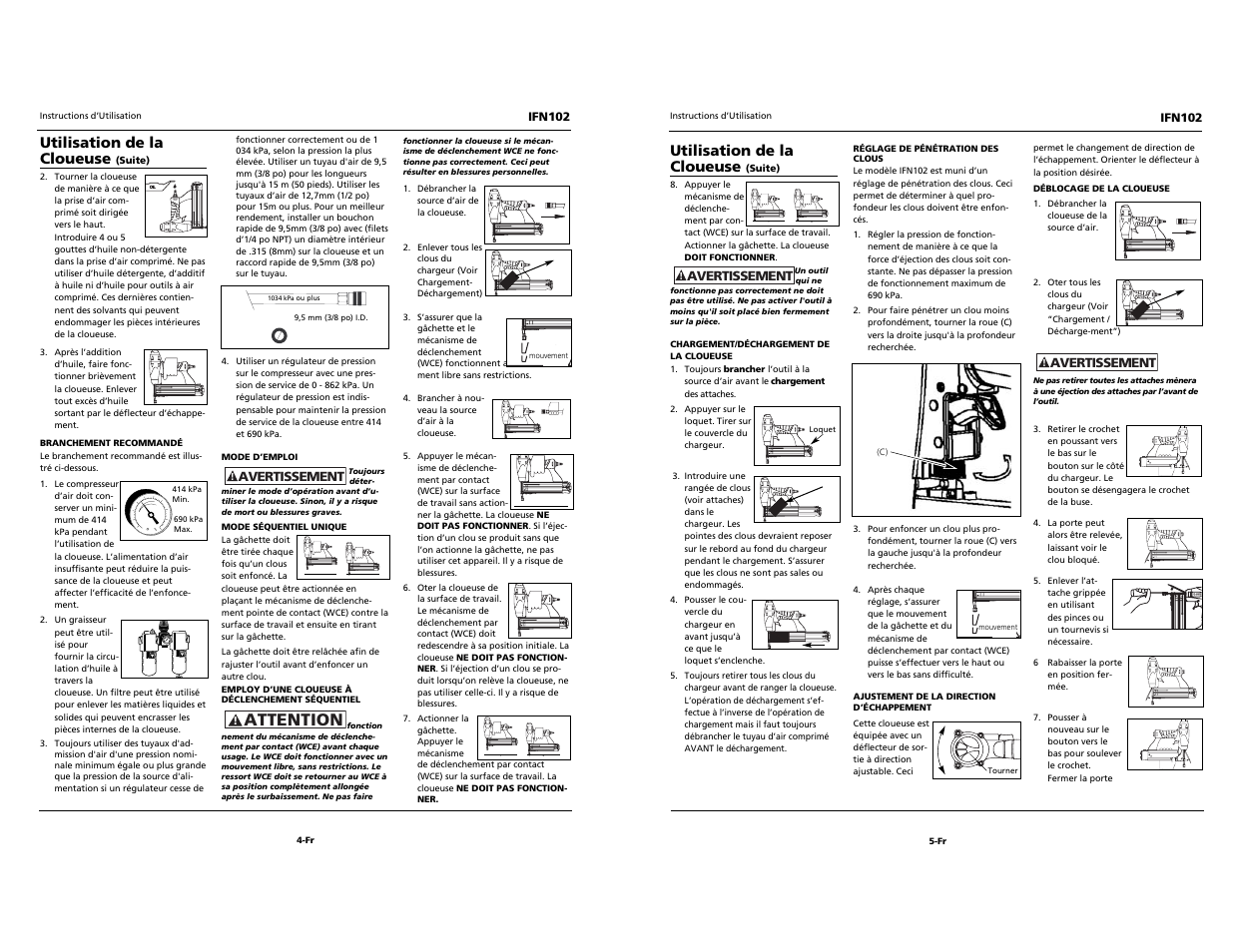 Built to last, Attention, Utilisation de la cloueuse | Campbell Hausfeld IRONFORCE IFN102 User Manual | Page 12 / 12