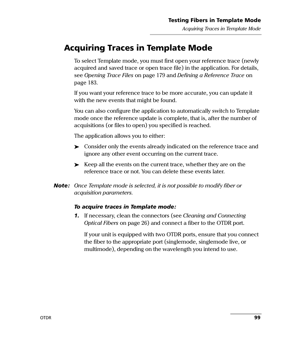 Acquiring traces in template mode | EXFO FTB-7000 OTDR Series for FTB-500 User Manual | Page 113 / 482