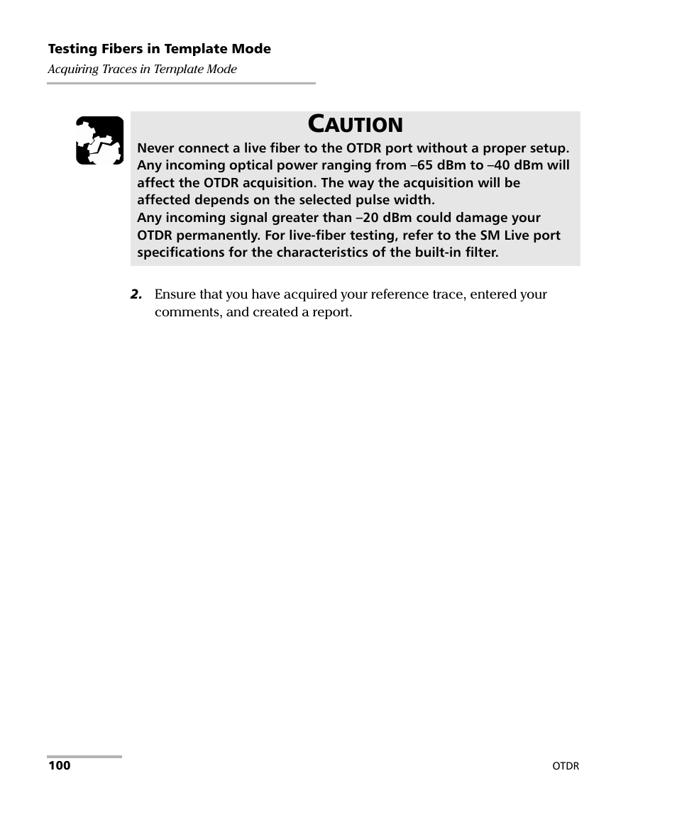 Aution | EXFO FTB-7000 OTDR Series for FTB-500 User Manual | Page 114 / 482
