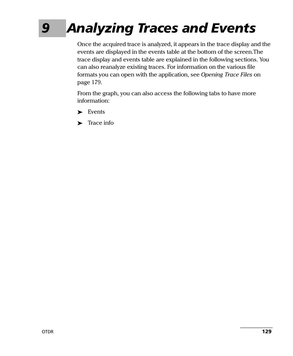 9 analyzing traces and events, 9analyzing traces and events | EXFO FTB-7000 OTDR Series for FTB-500 User Manual | Page 143 / 482