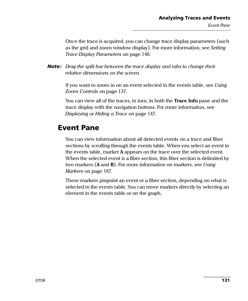 Event pane | EXFO FTB-7000 OTDR Series for FTB-500 User Manual | Page 145 / 482