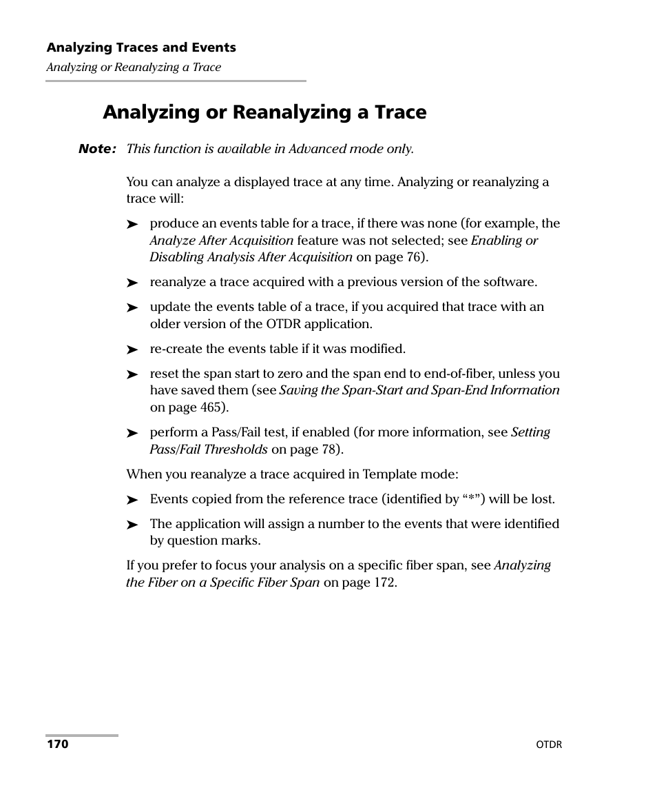 Analyzing or reanalyzing a trace | EXFO FTB-7000 OTDR Series for FTB-500 User Manual | Page 184 / 482