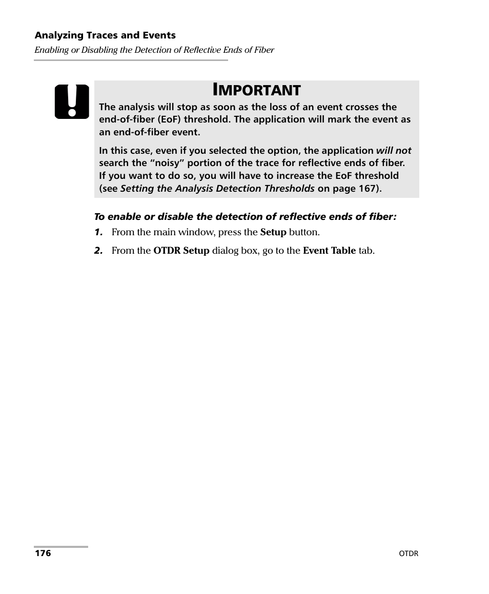 Mportant | EXFO FTB-7000 OTDR Series for FTB-500 User Manual | Page 190 / 482
