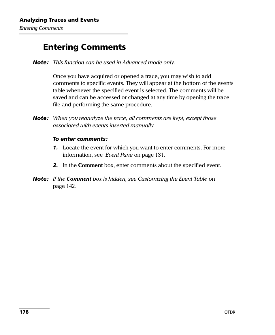 Entering comments | EXFO FTB-7000 OTDR Series for FTB-500 User Manual | Page 192 / 482