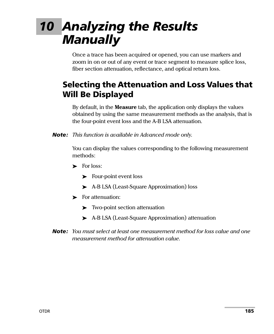 10 analyzing the results manually | EXFO FTB-7000 OTDR Series for FTB-500 User Manual | Page 199 / 482