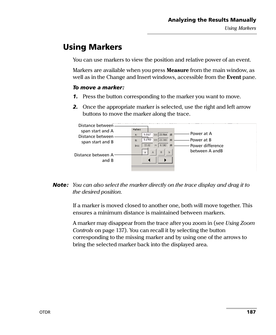 Using markers | EXFO FTB-7000 OTDR Series for FTB-500 User Manual | Page 201 / 482