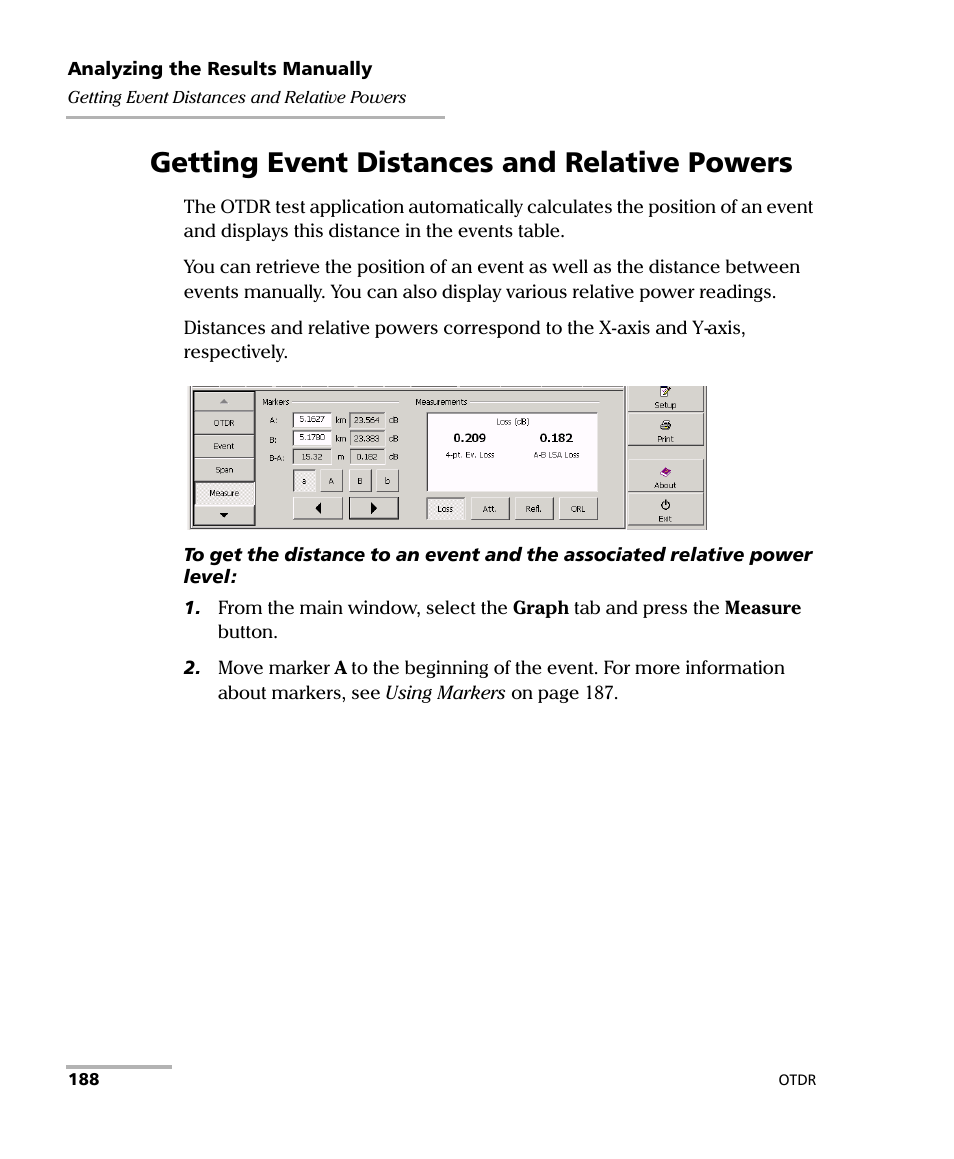 Getting event distances and relative powers | EXFO FTB-7000 OTDR Series for FTB-500 User Manual | Page 202 / 482