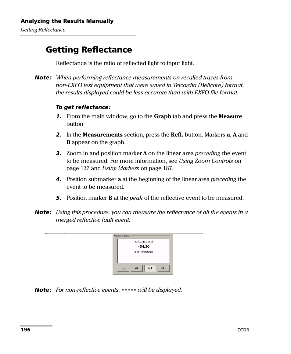 Getting reflectance | EXFO FTB-7000 OTDR Series for FTB-500 User Manual | Page 210 / 482