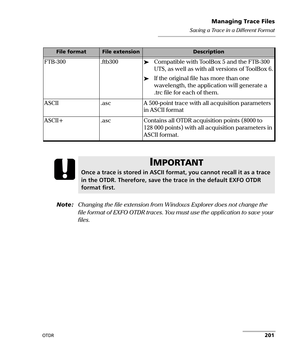 Mportant | EXFO FTB-7000 OTDR Series for FTB-500 User Manual | Page 215 / 482