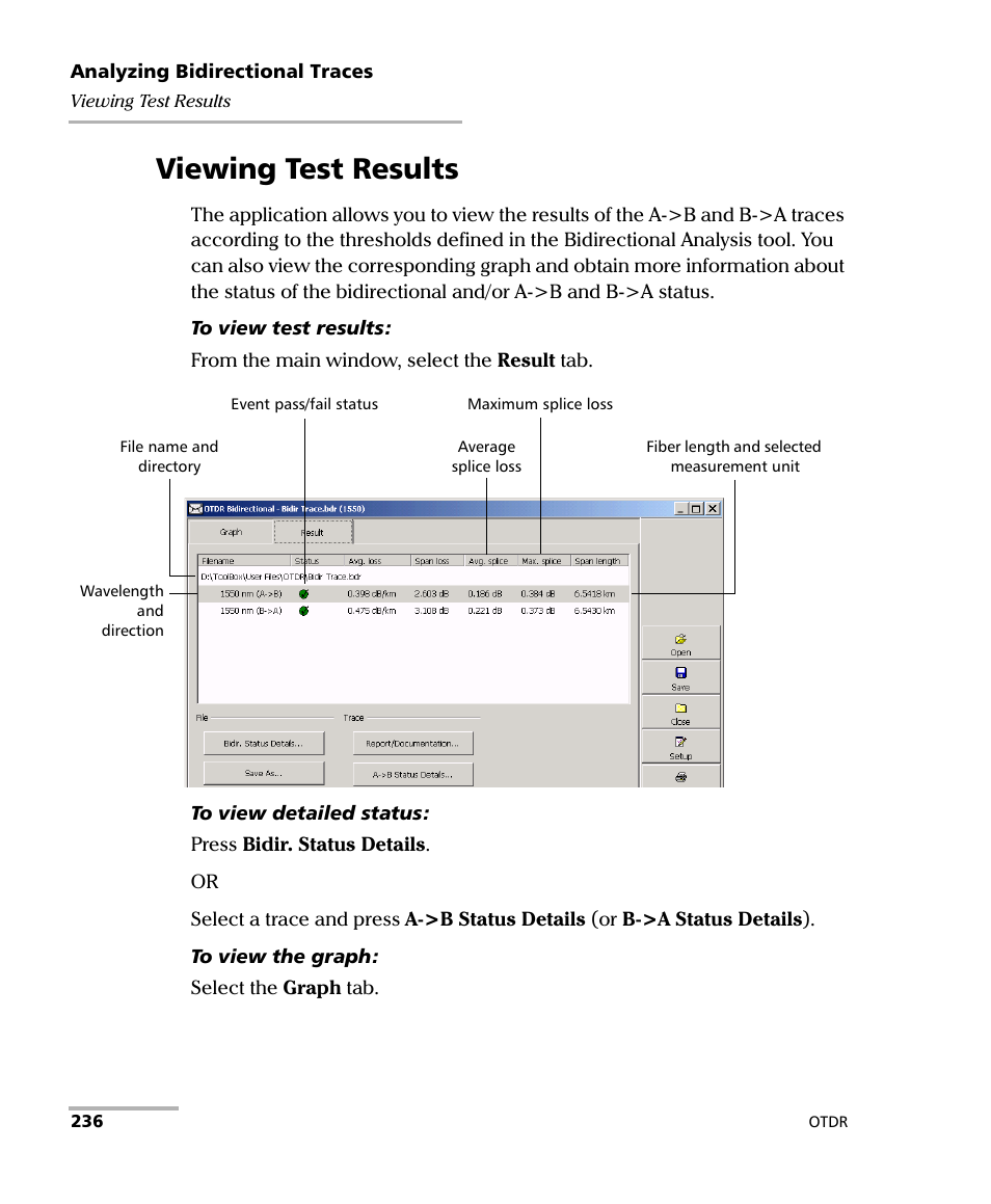 Viewing test results | EXFO FTB-7000 OTDR Series for FTB-500 User Manual | Page 250 / 482