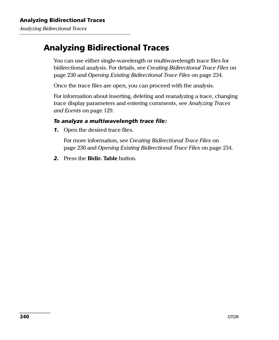Analyzing bidirectional traces | EXFO FTB-7000 OTDR Series for FTB-500 User Manual | Page 254 / 482