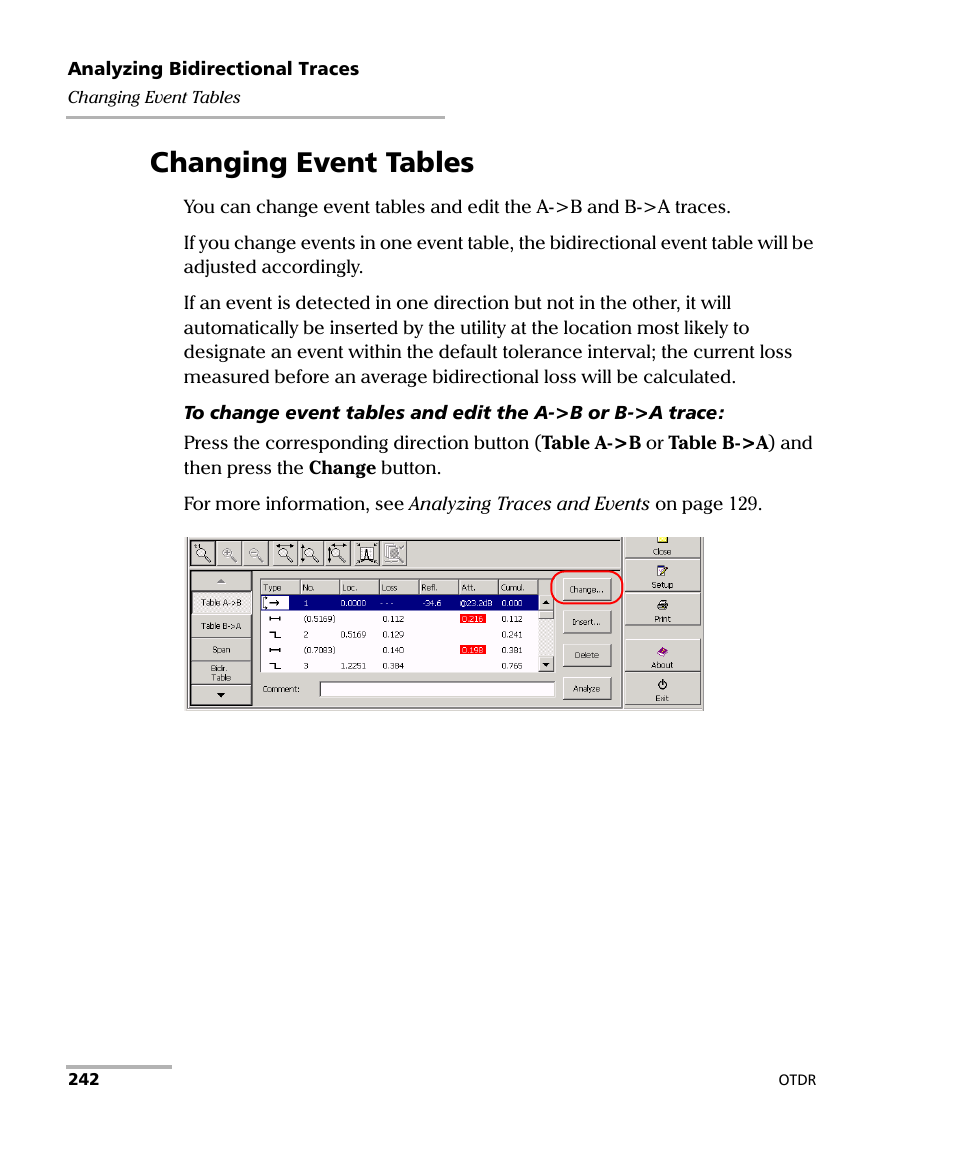 Changing event tables | EXFO FTB-7000 OTDR Series for FTB-500 User Manual | Page 256 / 482