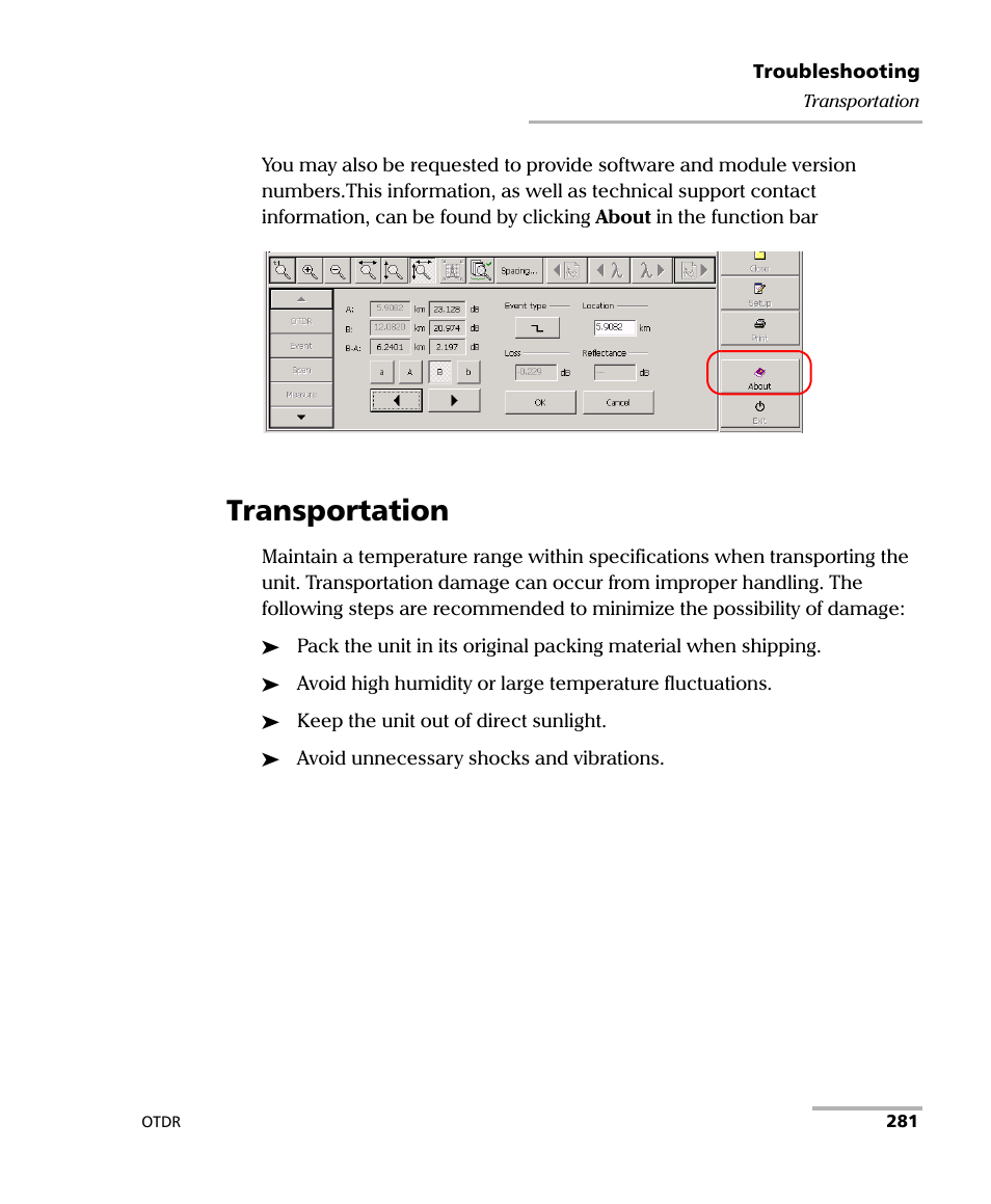 Transportation | EXFO FTB-7000 OTDR Series for FTB-500 User Manual | Page 295 / 482