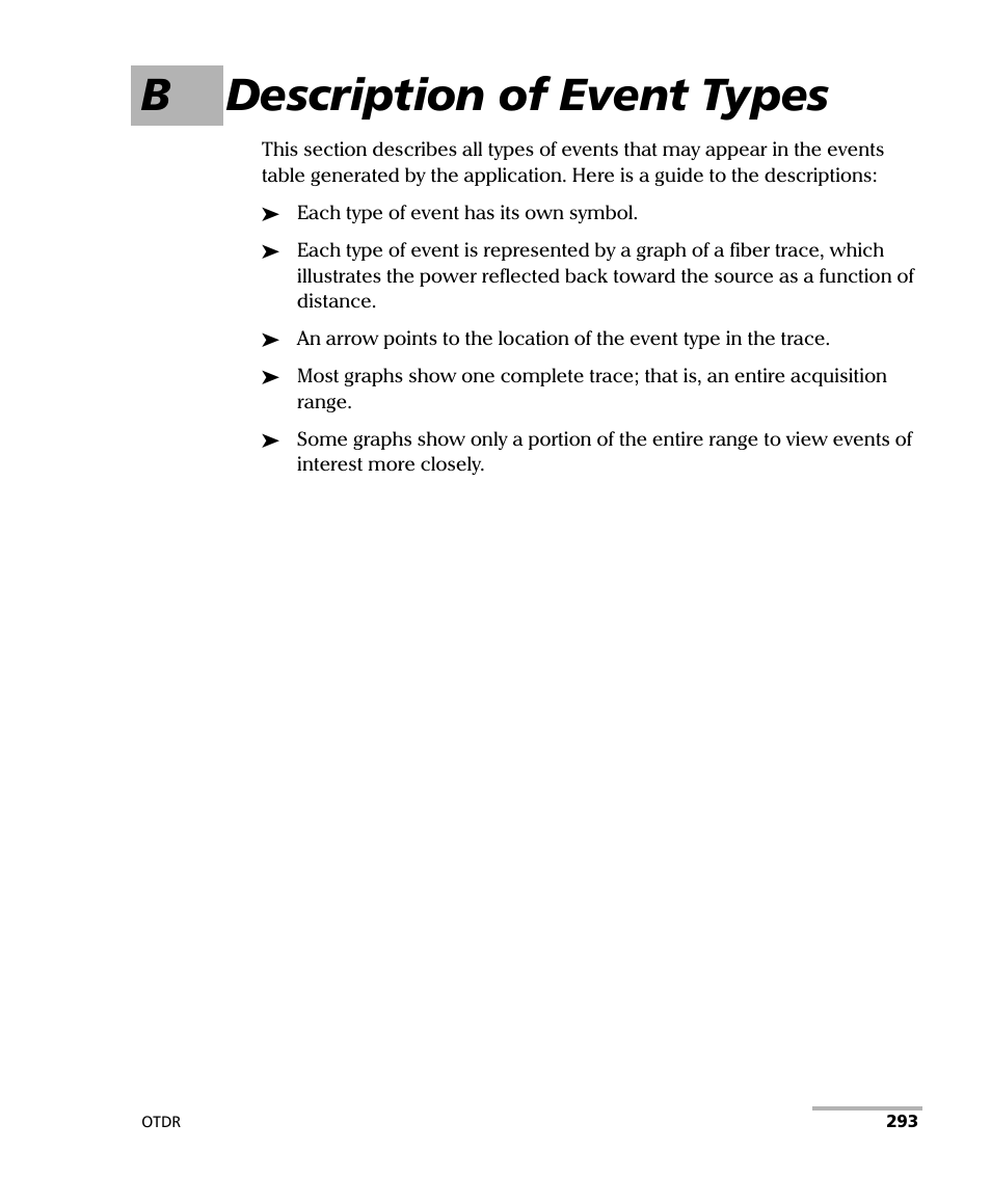 B description of event types | EXFO FTB-7000 OTDR Series for FTB-500 User Manual | Page 307 / 482