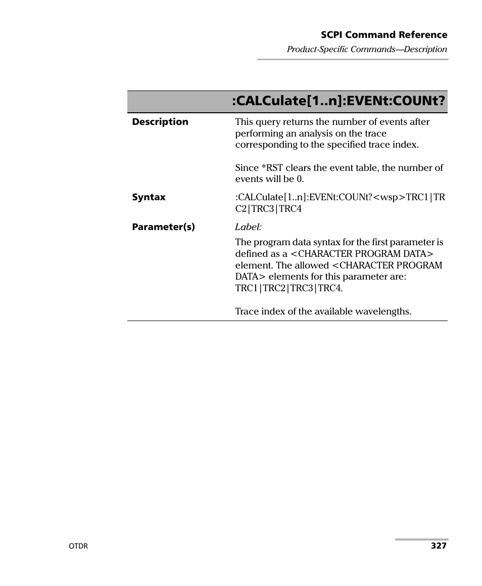 Calculate[1..n]:event:count | EXFO FTB-7000 OTDR Series for FTB-500 User Manual | Page 341 / 482