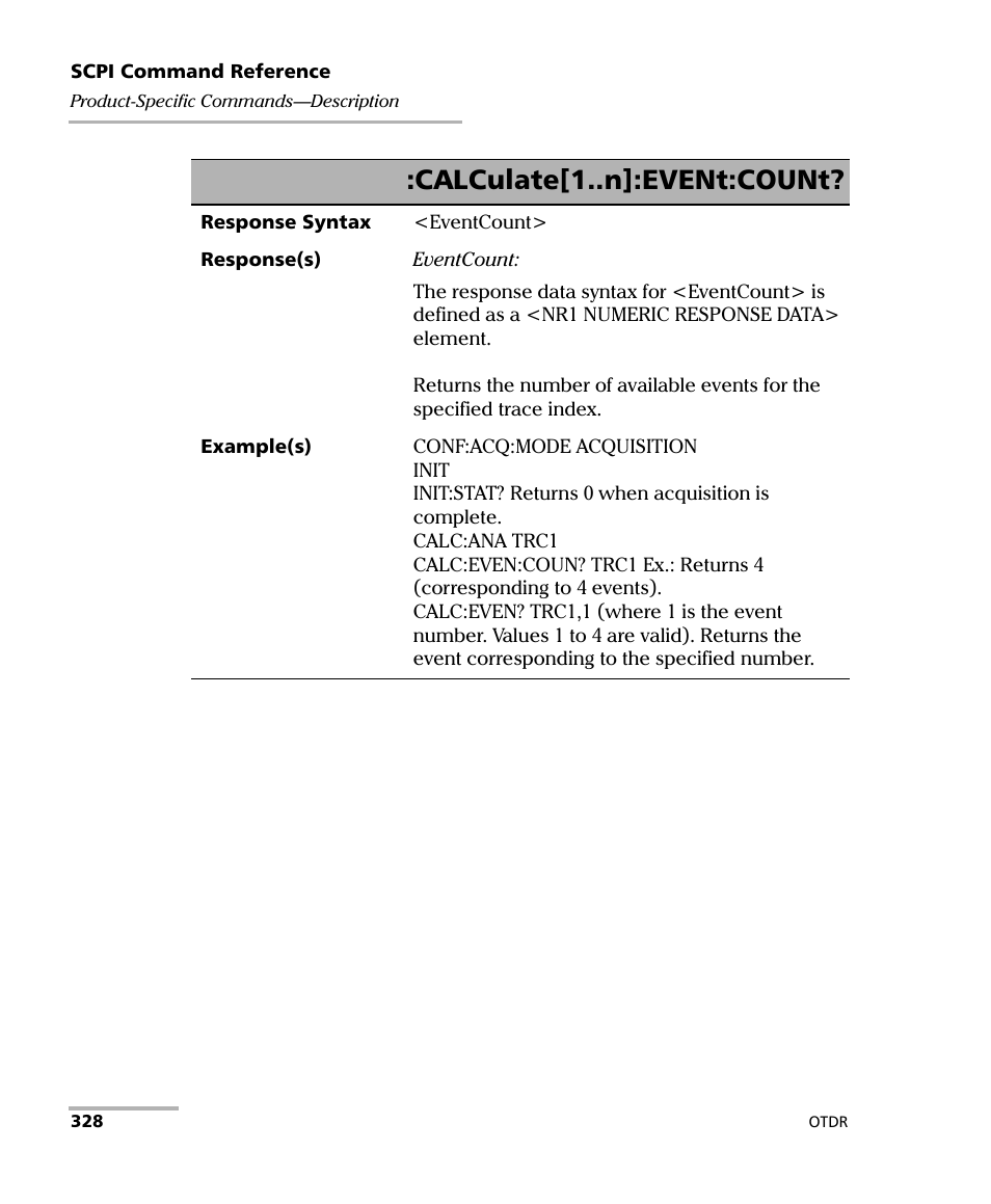 Calculate[1..n]:event:count | EXFO FTB-7000 OTDR Series for FTB-500 User Manual | Page 342 / 482