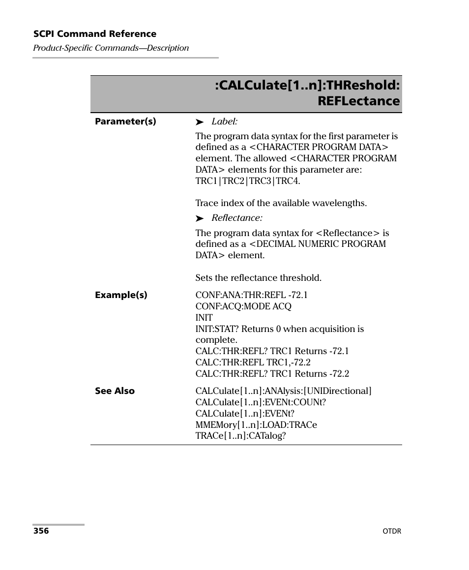 Calculate[1..n]:threshold: reflectance | EXFO FTB-7000 OTDR Series for FTB-500 User Manual | Page 370 / 482