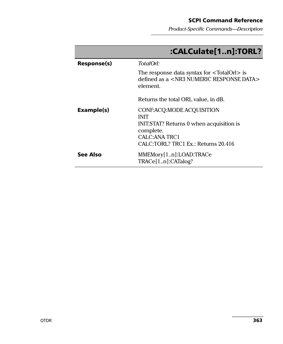 Calculate[1..n]:torl | EXFO FTB-7000 OTDR Series for FTB-500 User Manual | Page 377 / 482