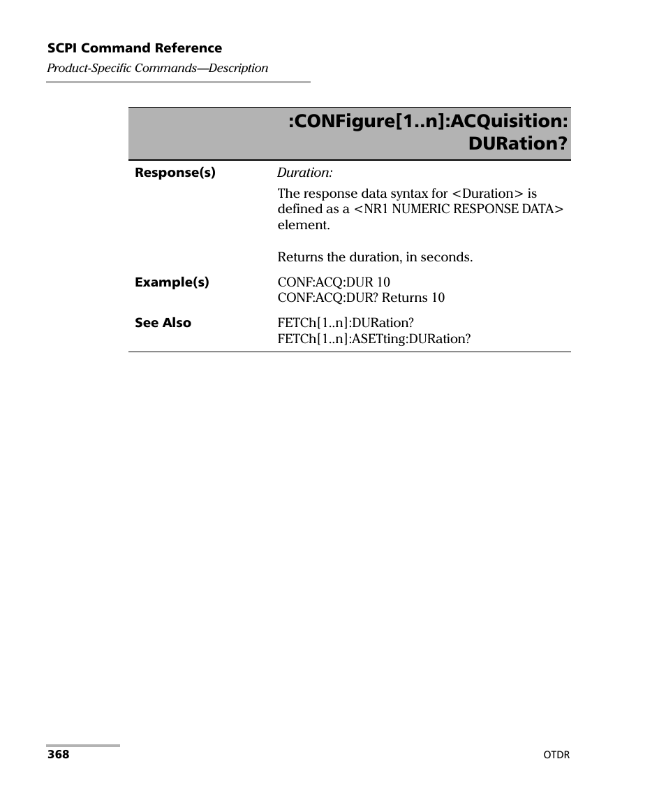 Configure[1..n]:acquisition: duration | EXFO FTB-7000 OTDR Series for FTB-500 User Manual | Page 382 / 482
