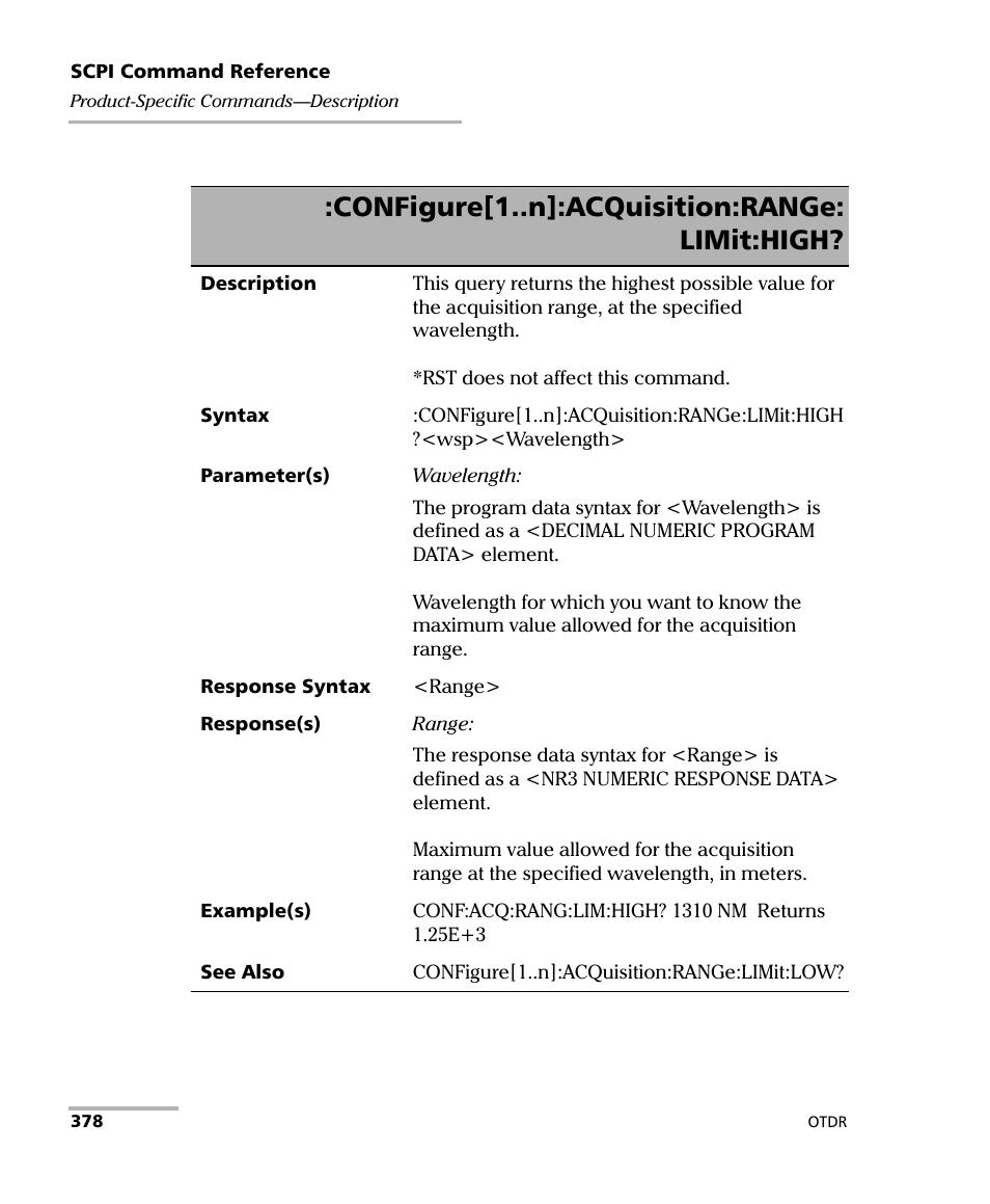 Configure[1..n]:acquisition:range: limit:high | EXFO FTB-7000 OTDR Series for FTB-500 User Manual | Page 392 / 482