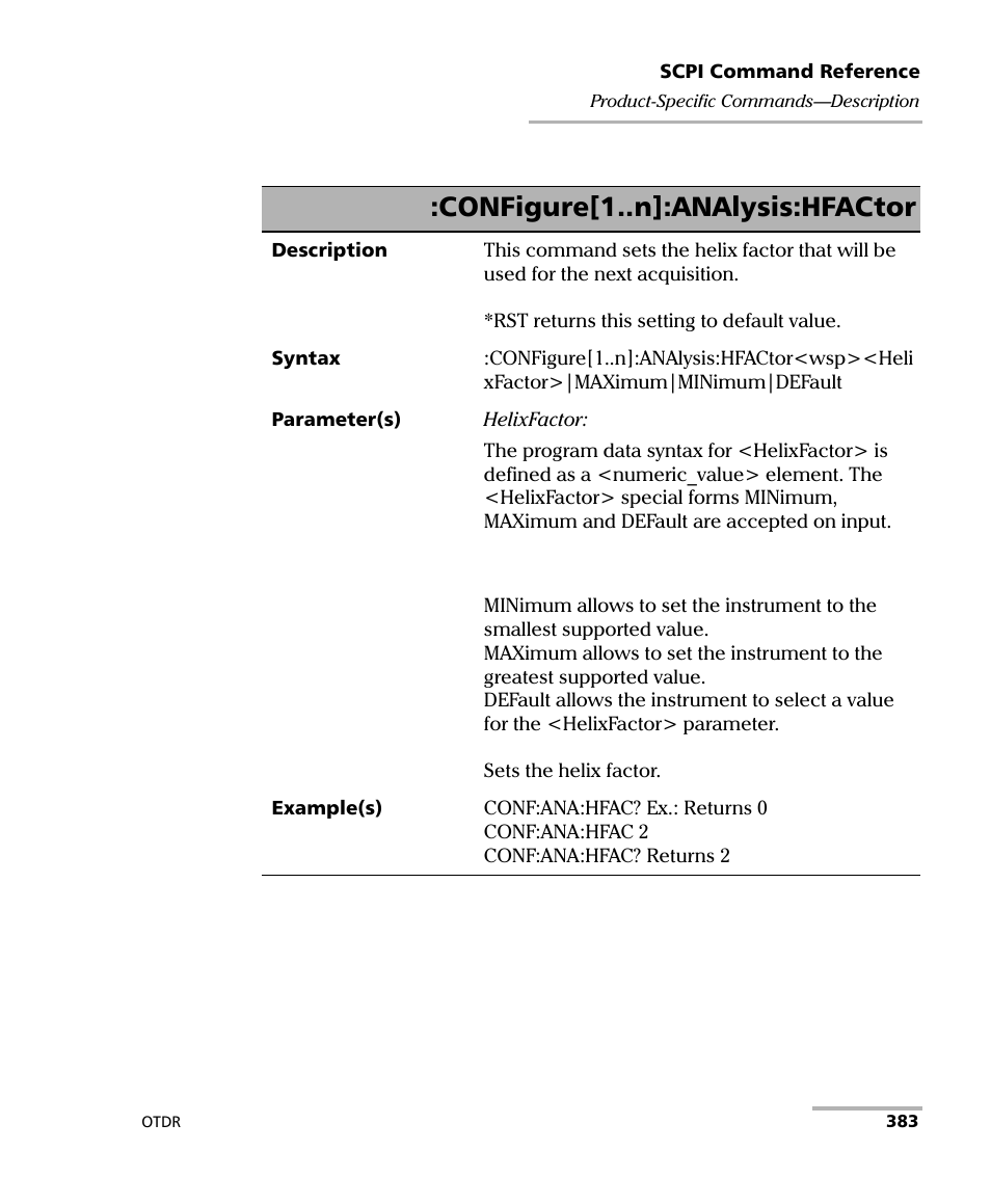 Configure[1..n]:analysis:hfactor | EXFO FTB-7000 OTDR Series for FTB-500 User Manual | Page 397 / 482