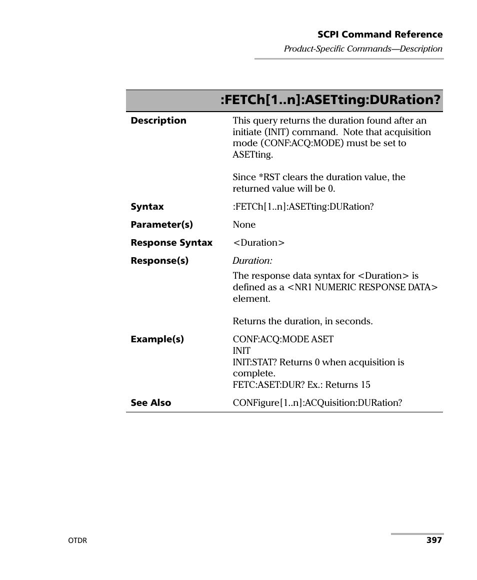Fetch[1..n]:asetting:duration | EXFO FTB-7000 OTDR Series for FTB-500 User Manual | Page 411 / 482