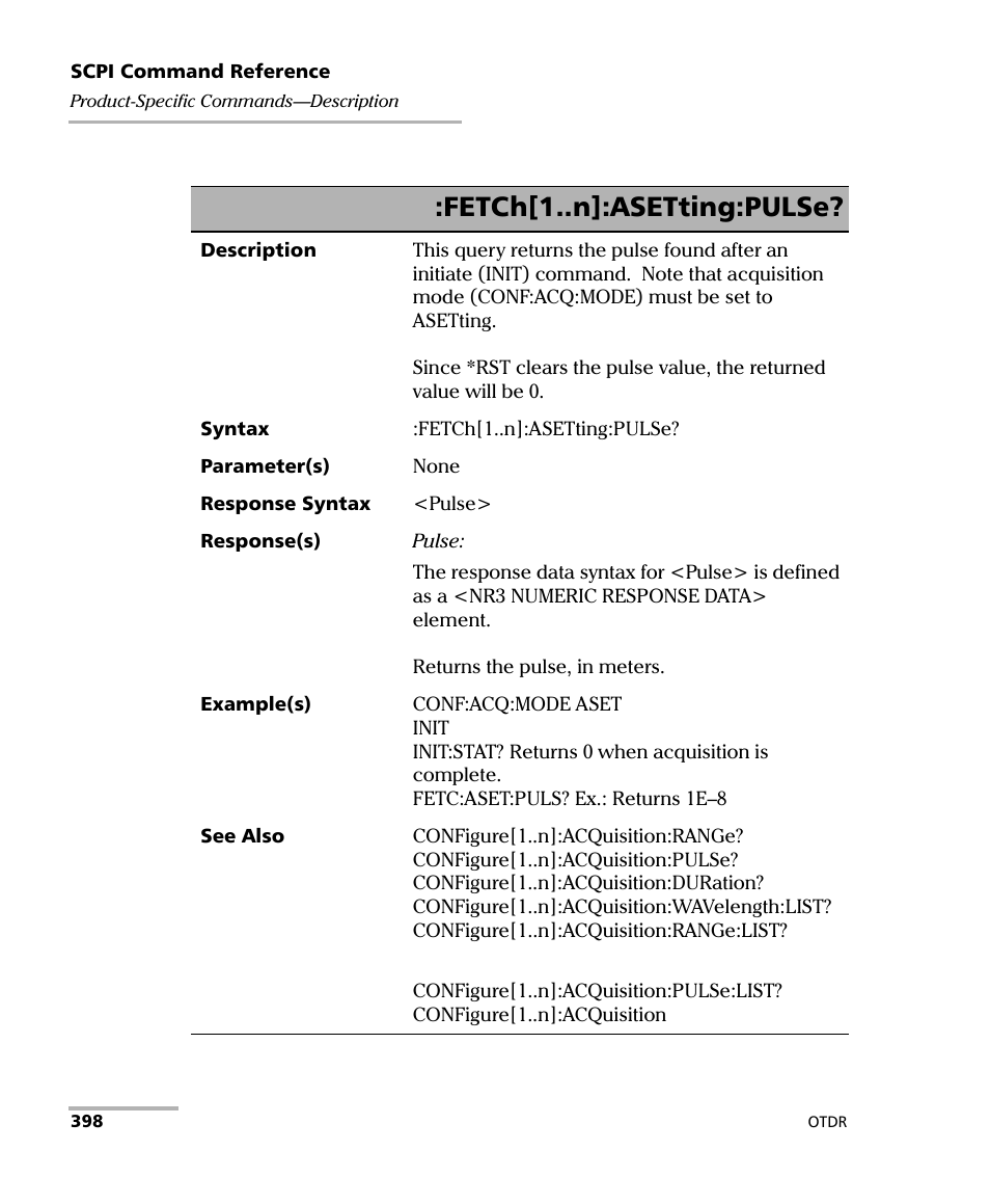 See :fetch[1..n]:asetting:pulse, Fetch[1..n]:asetting:pulse | EXFO FTB-7000 OTDR Series for FTB-500 User Manual | Page 412 / 482