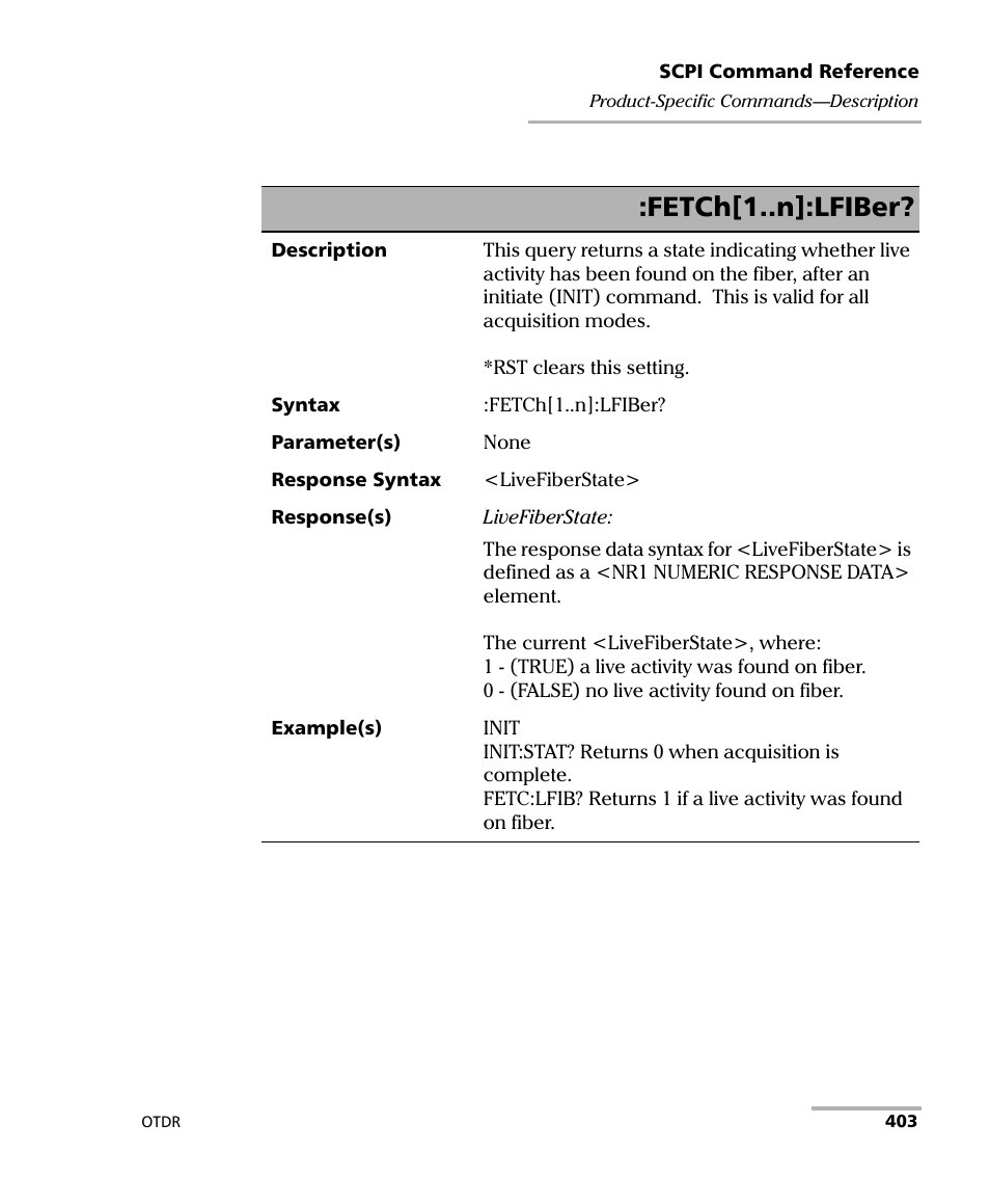 Fetch[1..n]:lfiber | EXFO FTB-7000 OTDR Series for FTB-500 User Manual | Page 417 / 482