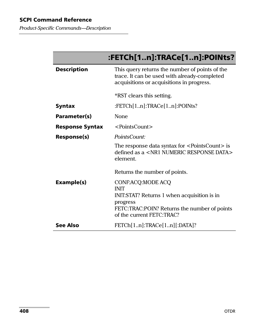 Fetch[1..n]:trace[1..n]:points | EXFO FTB-7000 OTDR Series for FTB-500 User Manual | Page 422 / 482