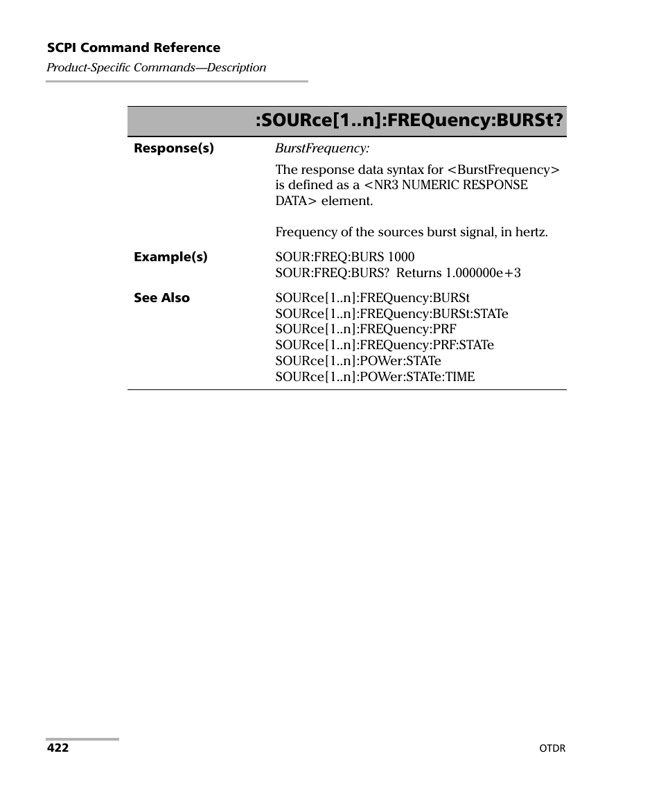 Source[1..n]:frequency:burst | EXFO FTB-7000 OTDR Series for FTB-500 User Manual | Page 436 / 482