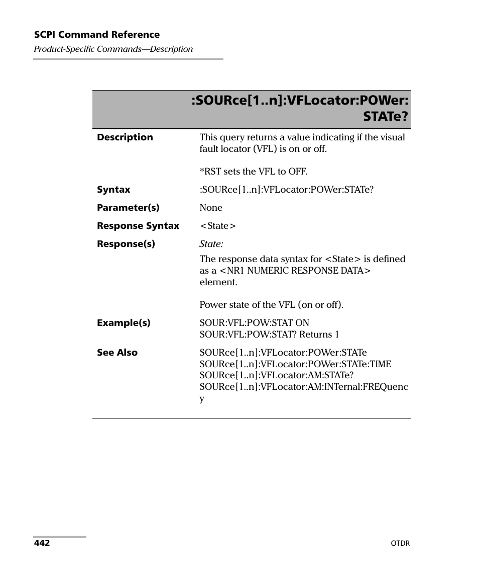 Source[1..n]:vflocator:power: state | EXFO FTB-7000 OTDR Series for FTB-500 User Manual | Page 456 / 482