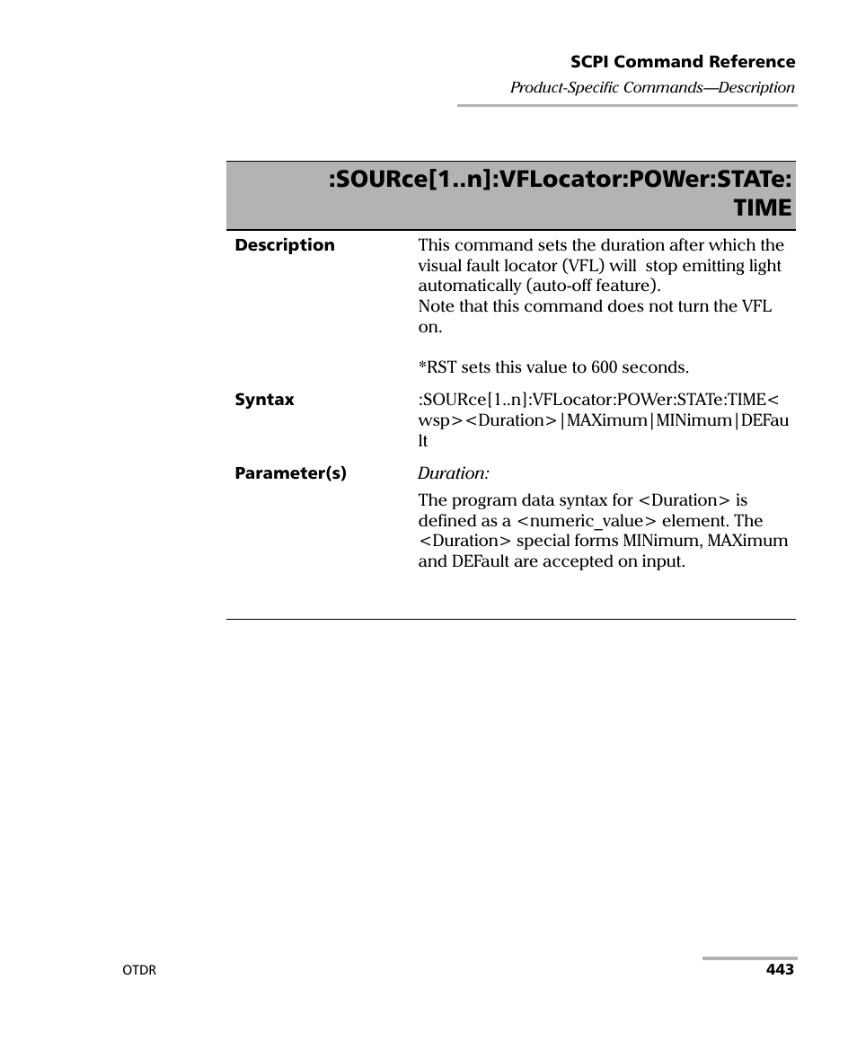 Source[1..n]:vflocator:power:state: time | EXFO FTB-7000 OTDR Series for FTB-500 User Manual | Page 457 / 482