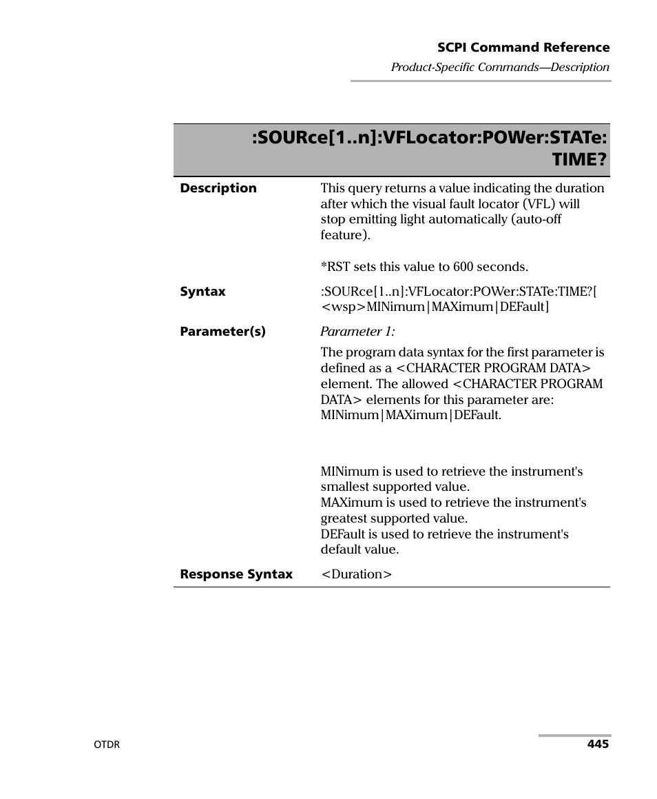 Source[1..n]:vflocator:power:state: time | EXFO FTB-7000 OTDR Series for FTB-500 User Manual | Page 459 / 482