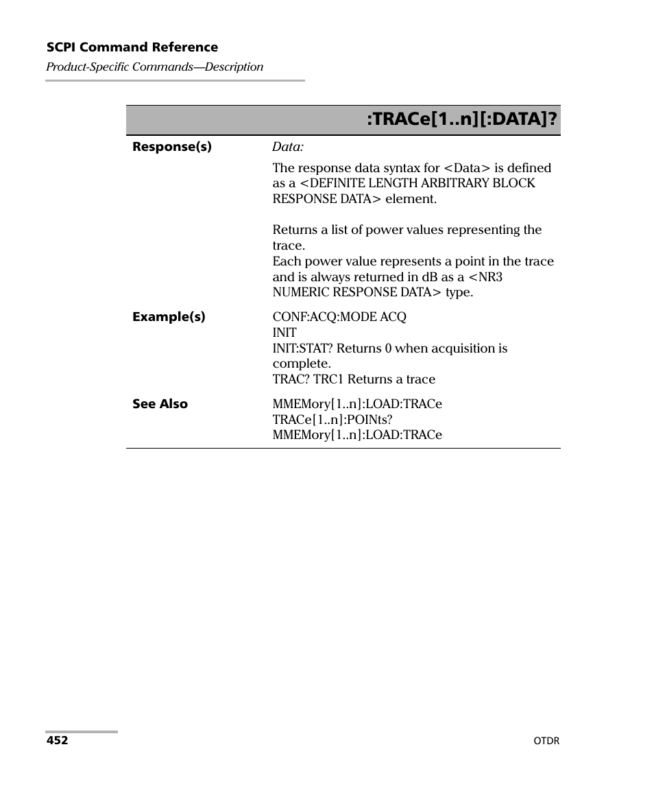 Trace[1..n][:data | EXFO FTB-7000 OTDR Series for FTB-500 User Manual | Page 466 / 482