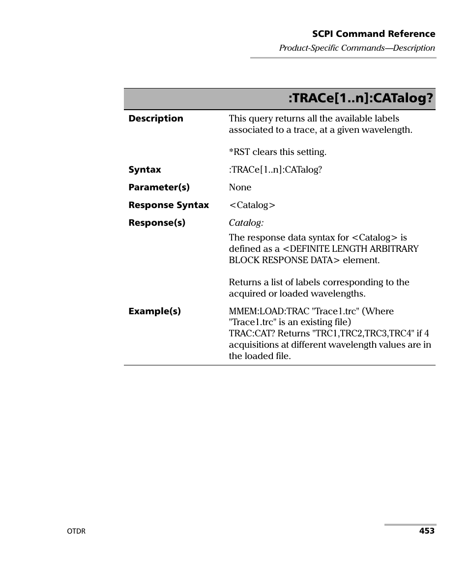 Trace[1..n]:catalog | EXFO FTB-7000 OTDR Series for FTB-500 User Manual | Page 467 / 482