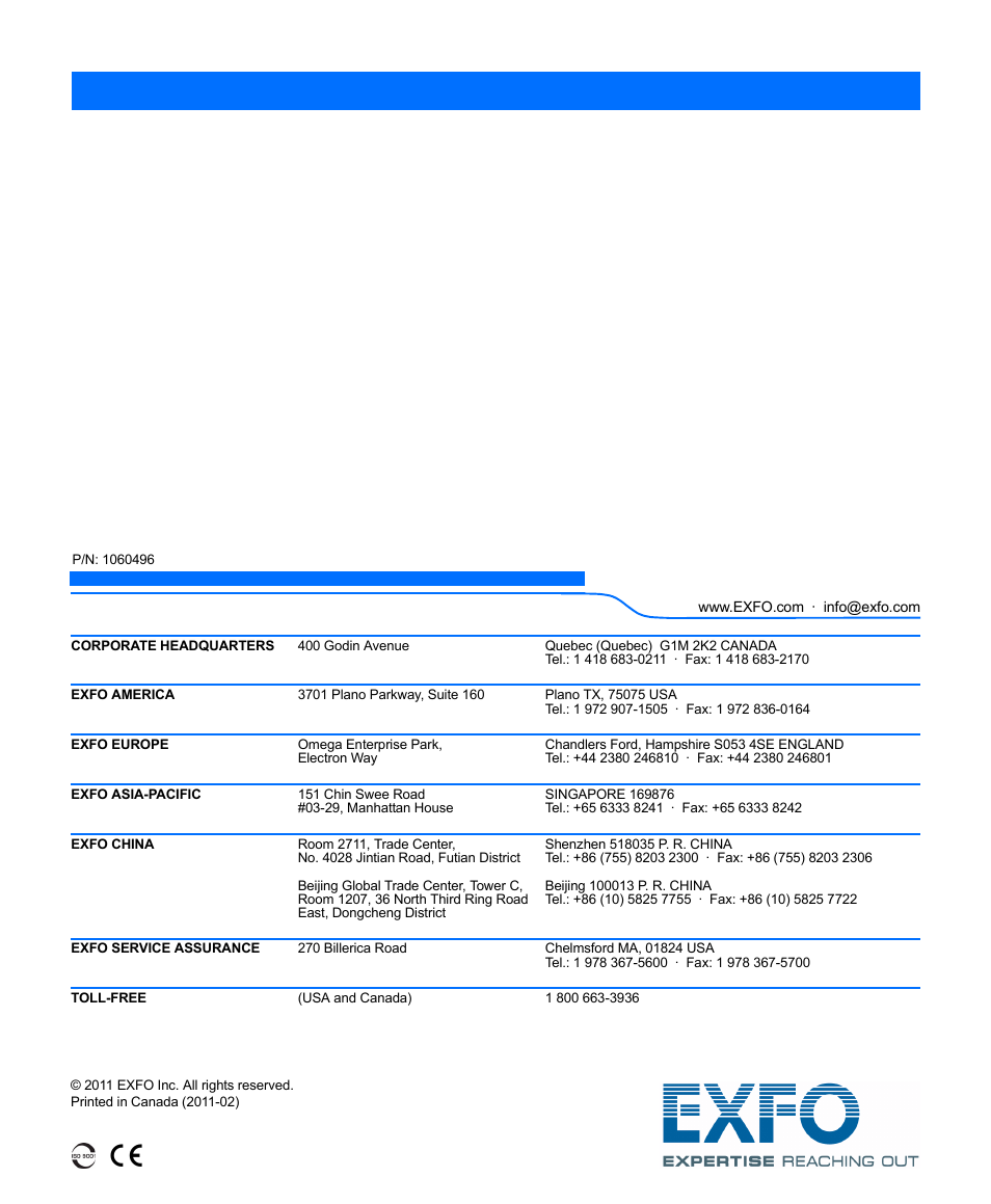 EXFO FTB-7000 OTDR Series for FTB-500 User Manual | Page 482 / 482