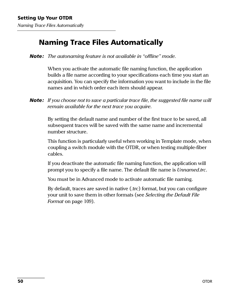 Naming trace files automatically | EXFO FTB-7000 OTDR Series for FTB-500 User Manual | Page 64 / 482